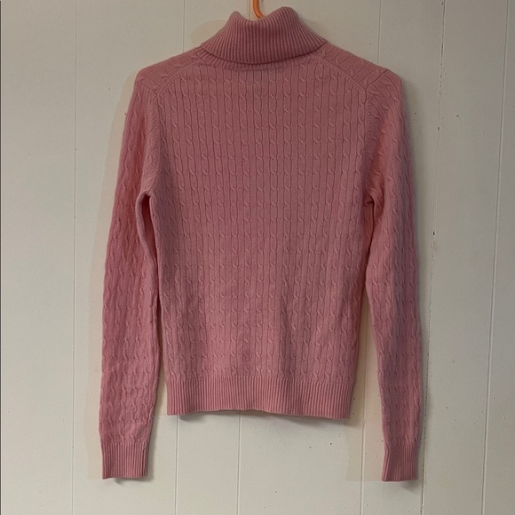 Marina Luna 100% Cashmere Pink Cable Knit Turtleneck Sweater - Picture 1 of 5